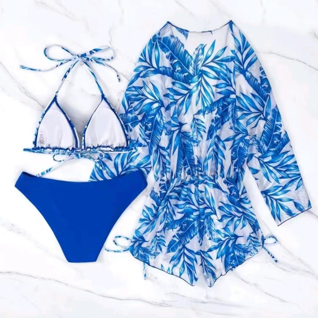 Wholesale Printed Two-piece Bikini Three-piece Swimwear Polyester