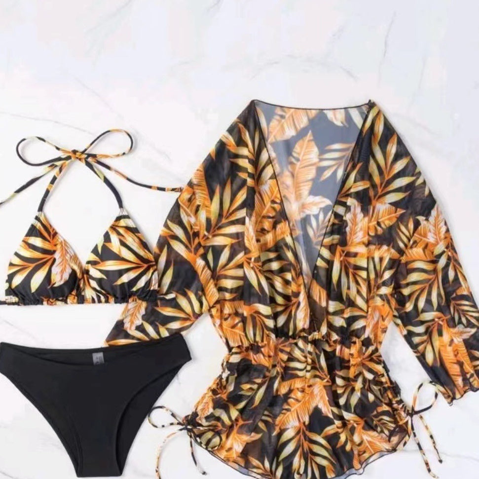 Wholesale Printed Two-piece Bikini Three-piece Swimwear Polyester