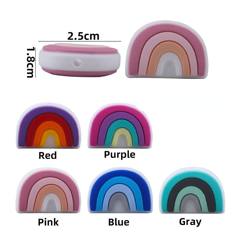 Wholesale 3PCS 2.5CM Rainbow Silicone Beads