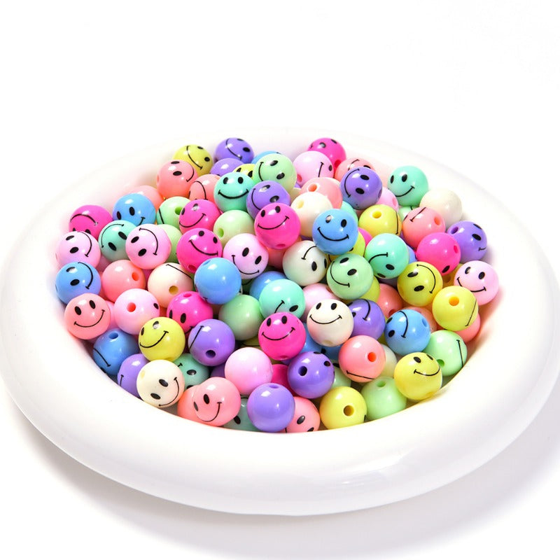 Wholesale 50pcs Acrylic Round Smiley Face Necklace Diy Beads