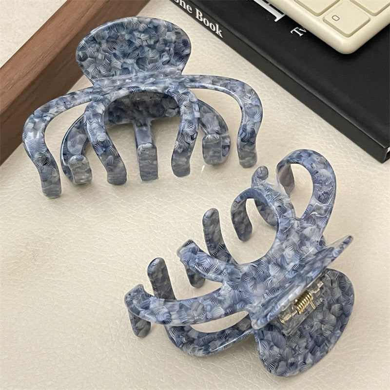 Wholesale Blue Pattern Acetate Octopus Hair Clip