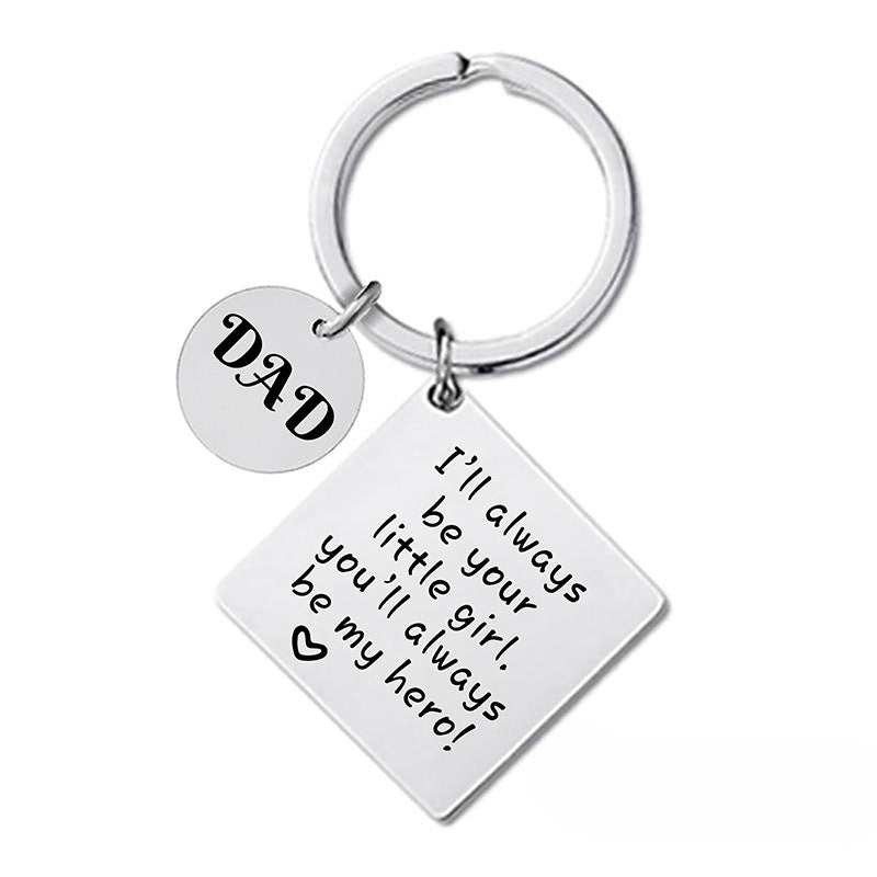 Wholesale Square Hanging Tag Engraved Metal Keychains