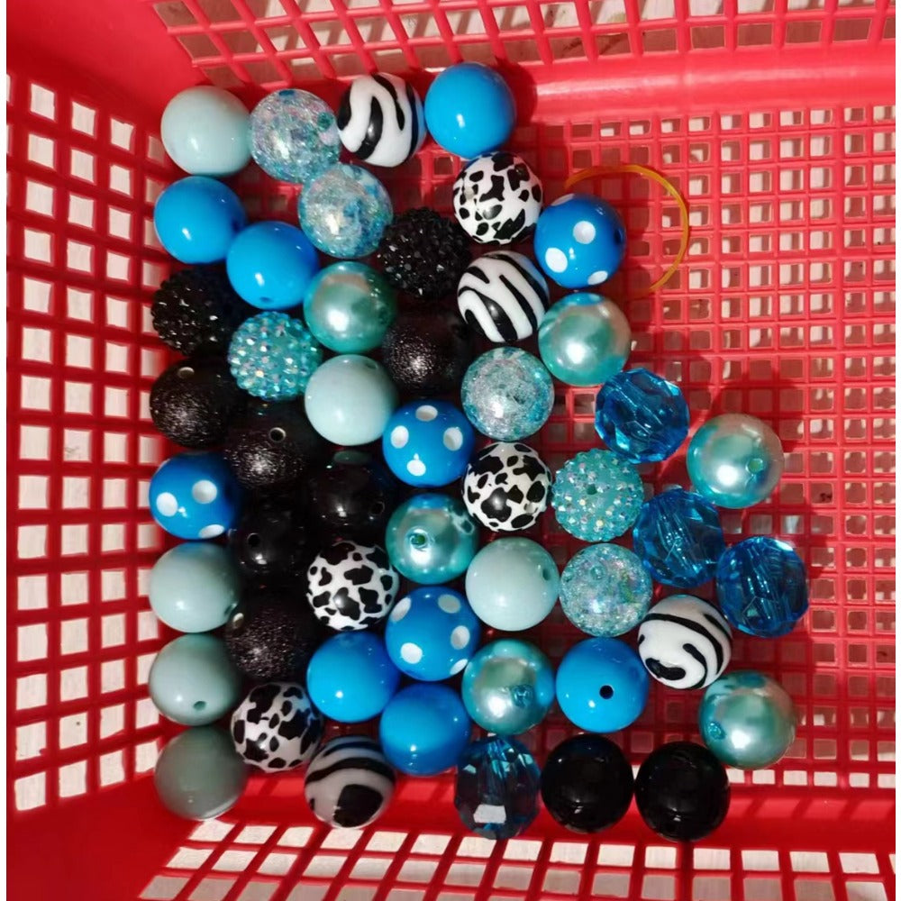 Wholesale 50pcs 20mm Acrylic Blue Series Assorted Mixed Color Beads