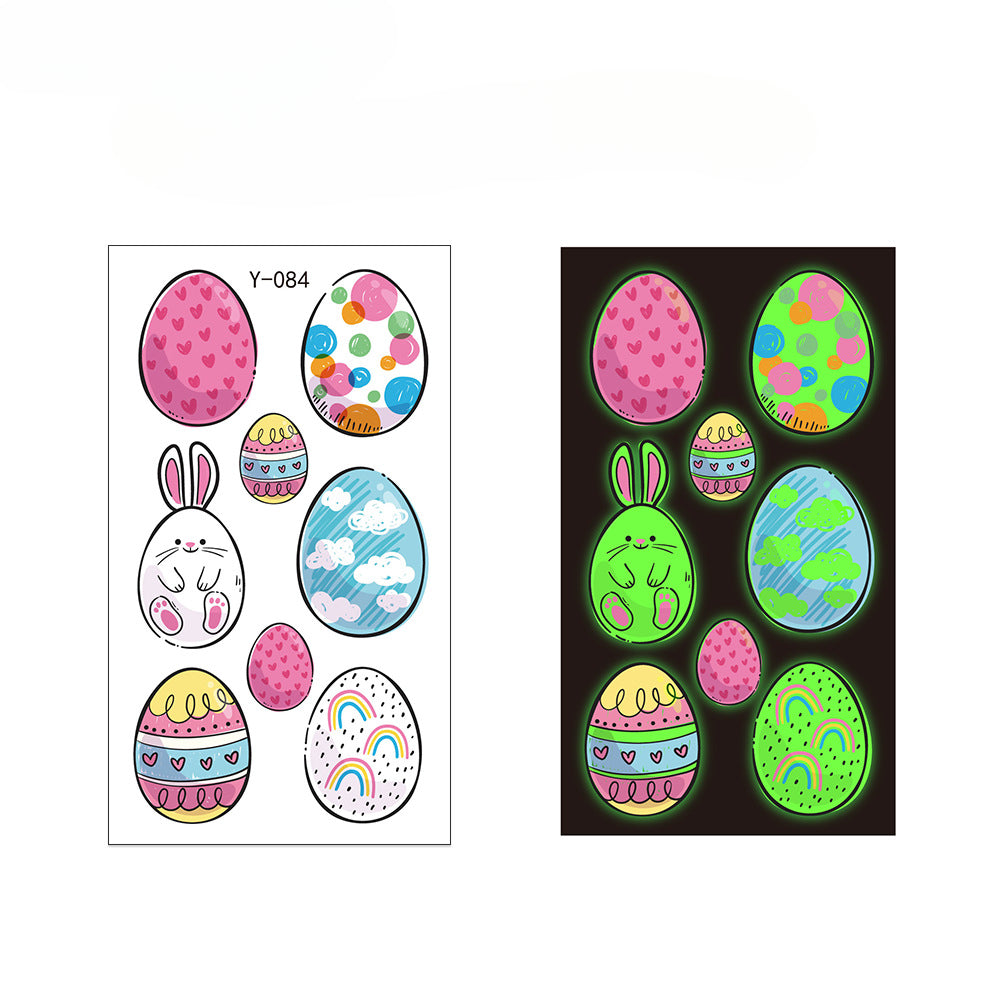Wholesale Easter Night Glow Cute Rabbit Egg Waterproof Shining Tattoo Stickers