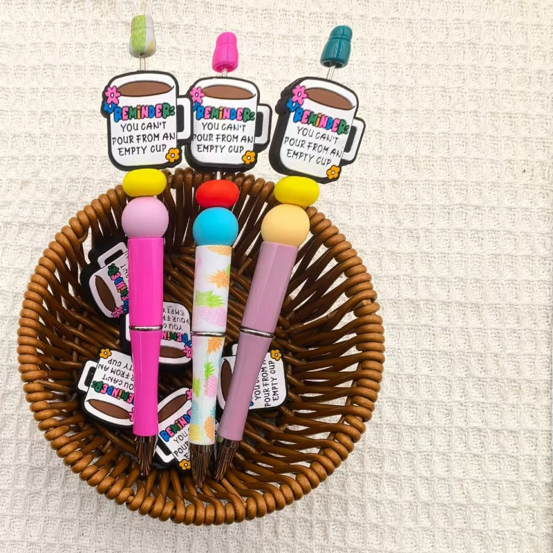 Wholesale 10pcs Coffee Letter Silicone DIY Loose Beads