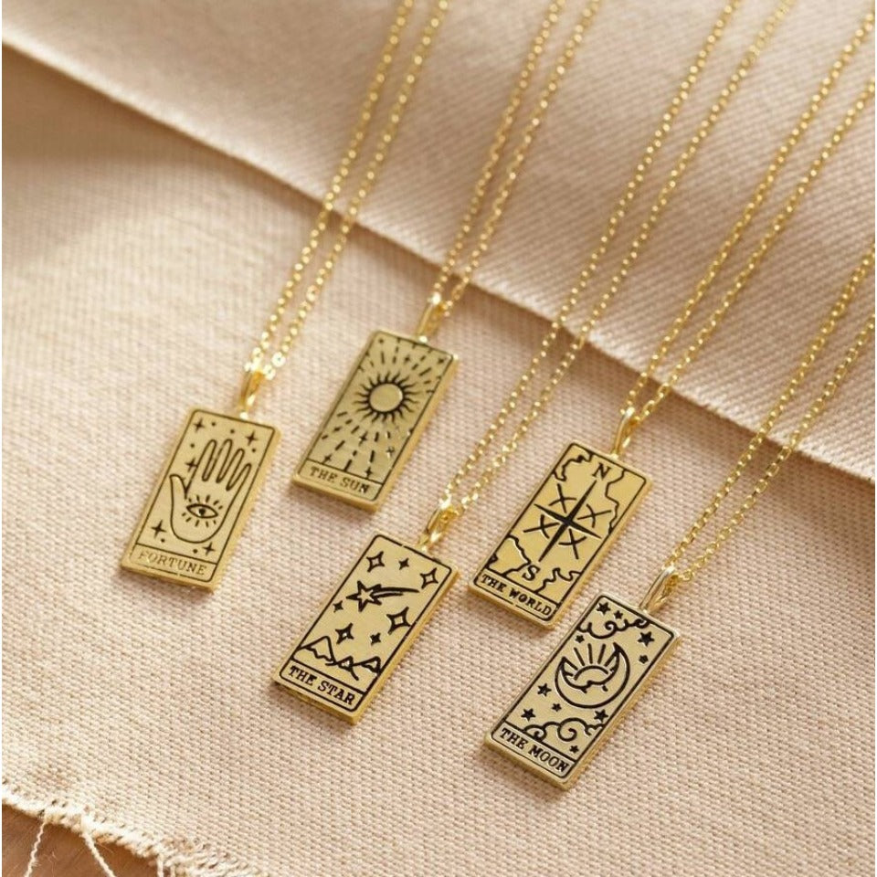 Wholesale Tarot Card Alloy Pendant Square Pendant Necklace