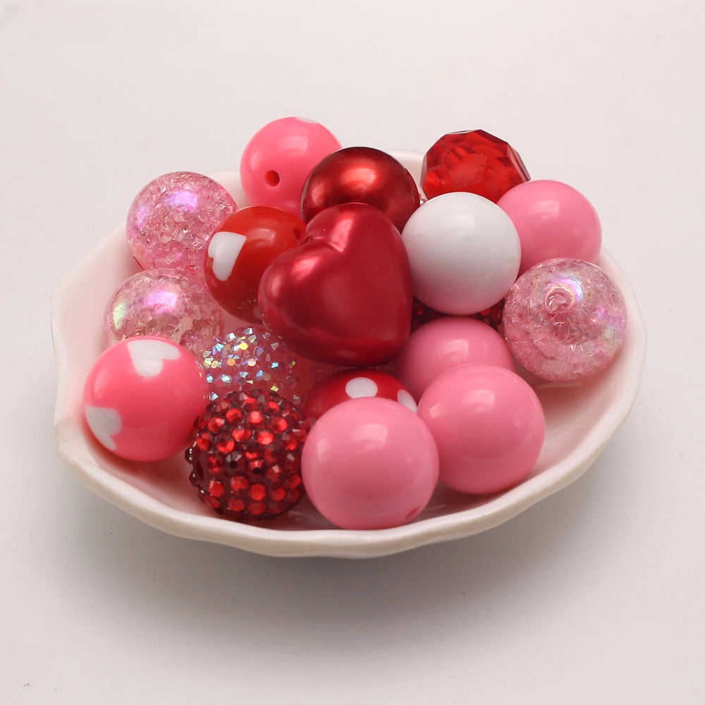 Wholesale of 50 Large Red Love Valentine's Day 20MM Acrylic Mixed Color Beads