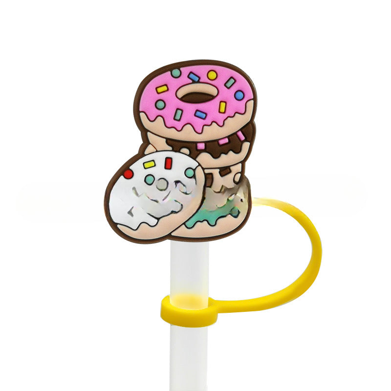 Wholesale 10pcs/pack New Donut DIY Decoration 10MM Straw Silicone Dust Stopper