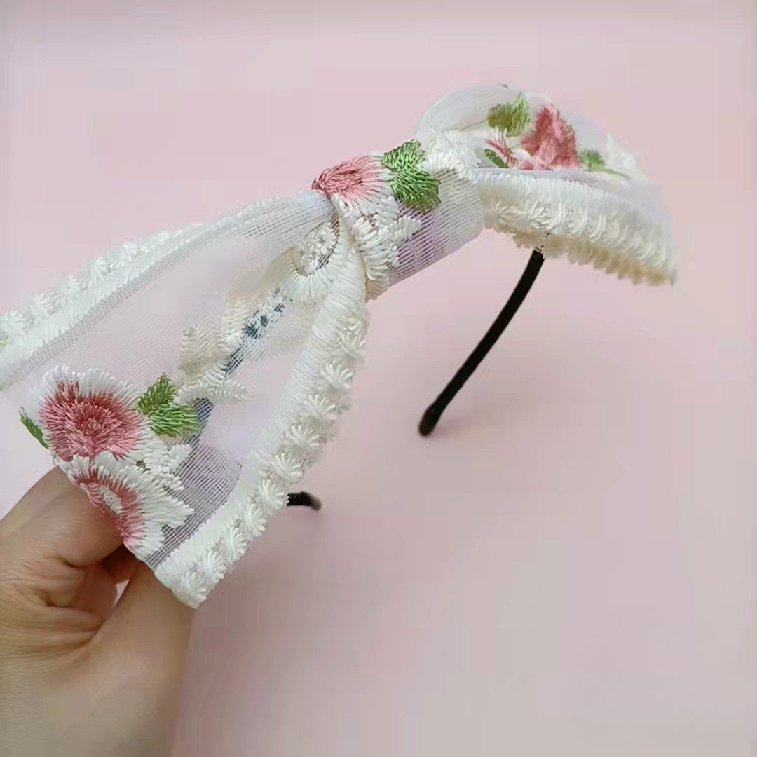 Wholesale Fabric Embroidery Oversized Bow Hair Clips