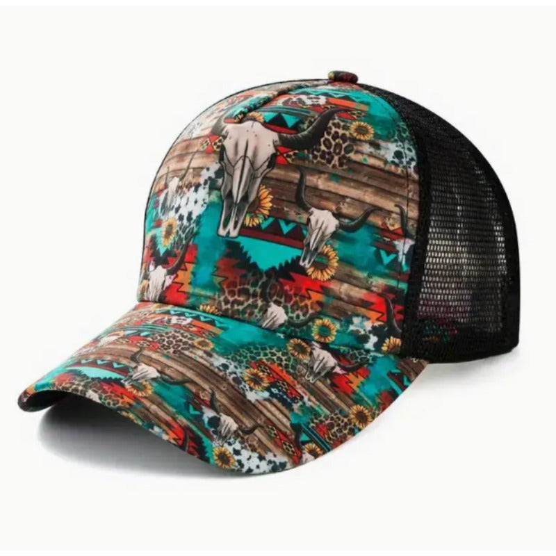 Wholesale Western Style Cross Ponytail Aztec Baseball Cap