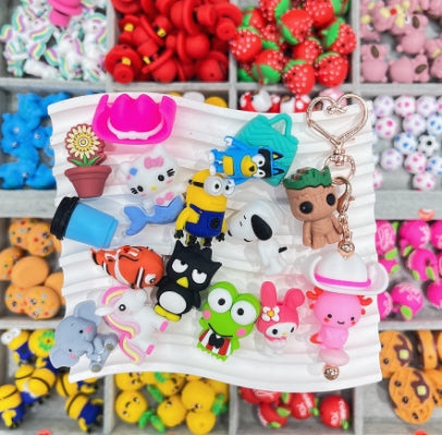 Wholesale 20pcs/50pcs 3D Random Cartoon DIY Creative Doll Ballpoint Pen Trendy Beads