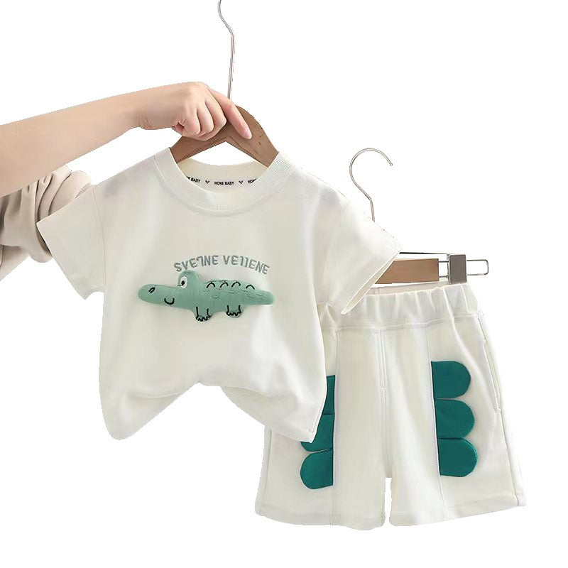 Wholesale Baby Cotton Three-dimensional Printed Casual Shorts Set