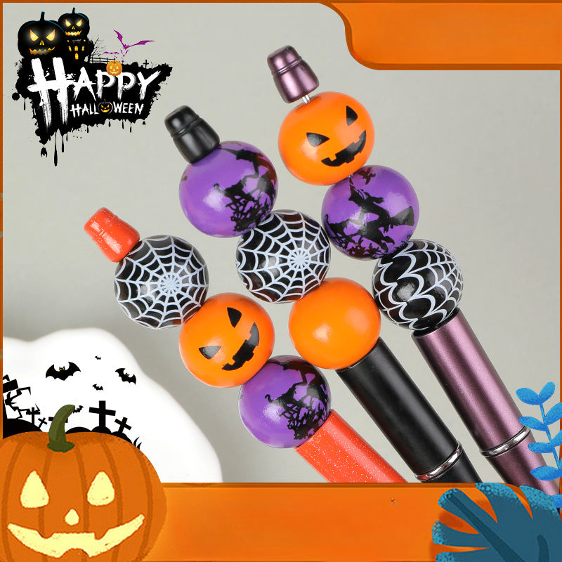 Wholesale Beaded Pens Fun Halloween Pumpkin Spider Solid Wood