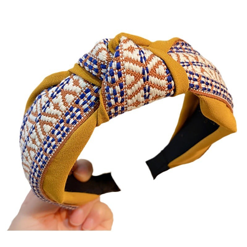 Wholesale Fabric Qianniao Lingge Vintage Wide Edge Headband
