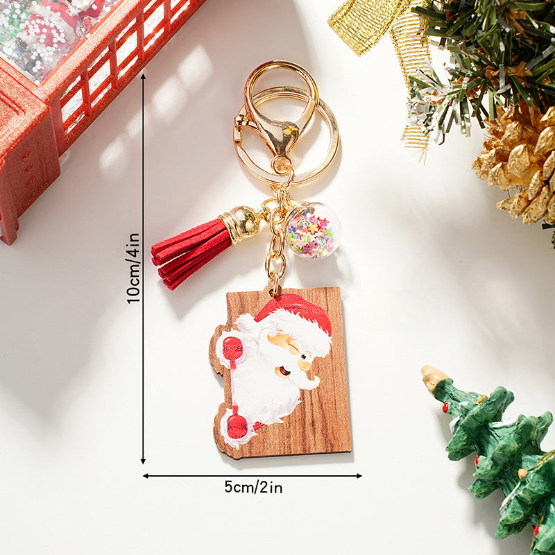 Wholesale Christmas Gift Wooden Cartoon Keychain