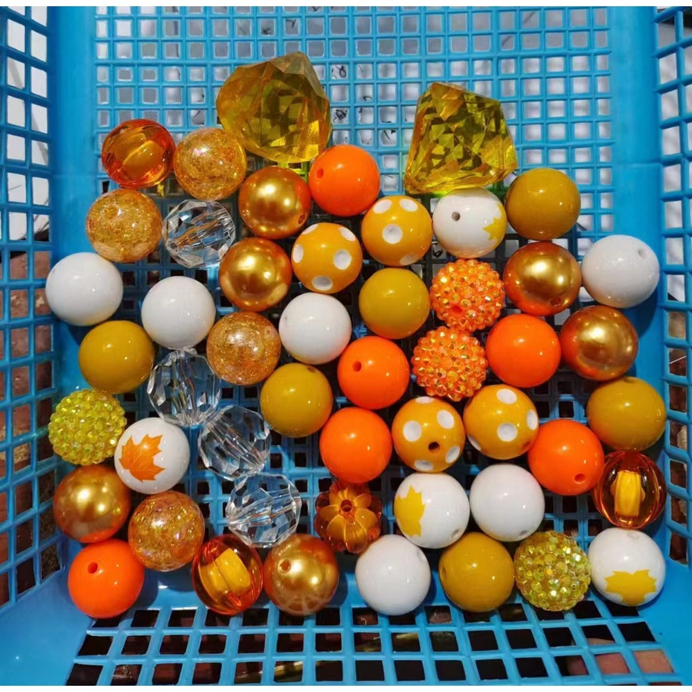 Wholesale 50pcs 20mm Acrylic Yellow Series Assorted Mixed Color Beads