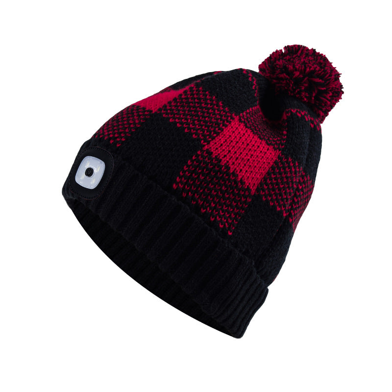 Wholesale LED Lighting Caps with Adjustable Brightness Detachable Night Running Lighting Cap Lights Flanged Knitted Caps