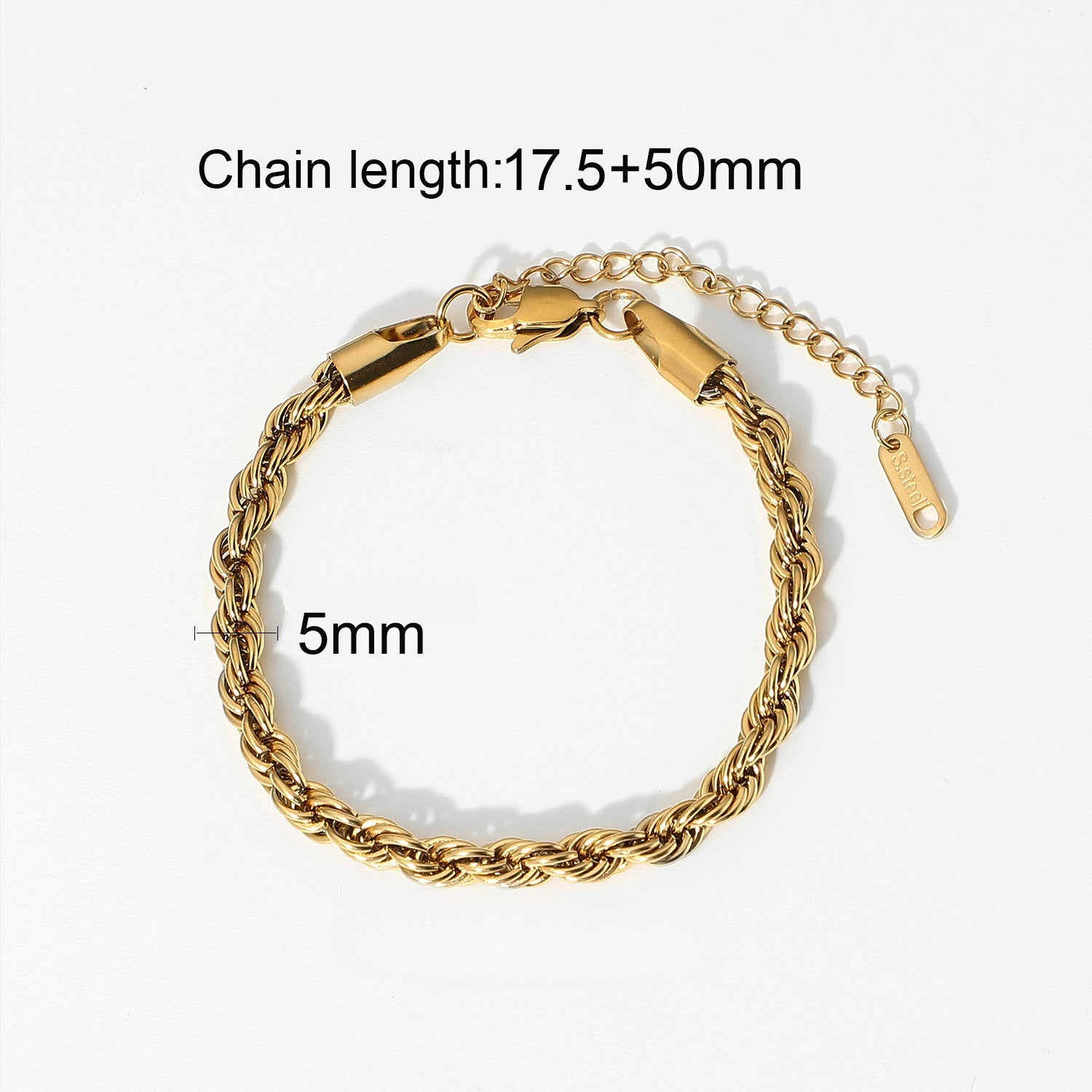 Wholesale Flat Snake Bone Chain Stacked 18K Gold Plated Stainless Steel Bracelet