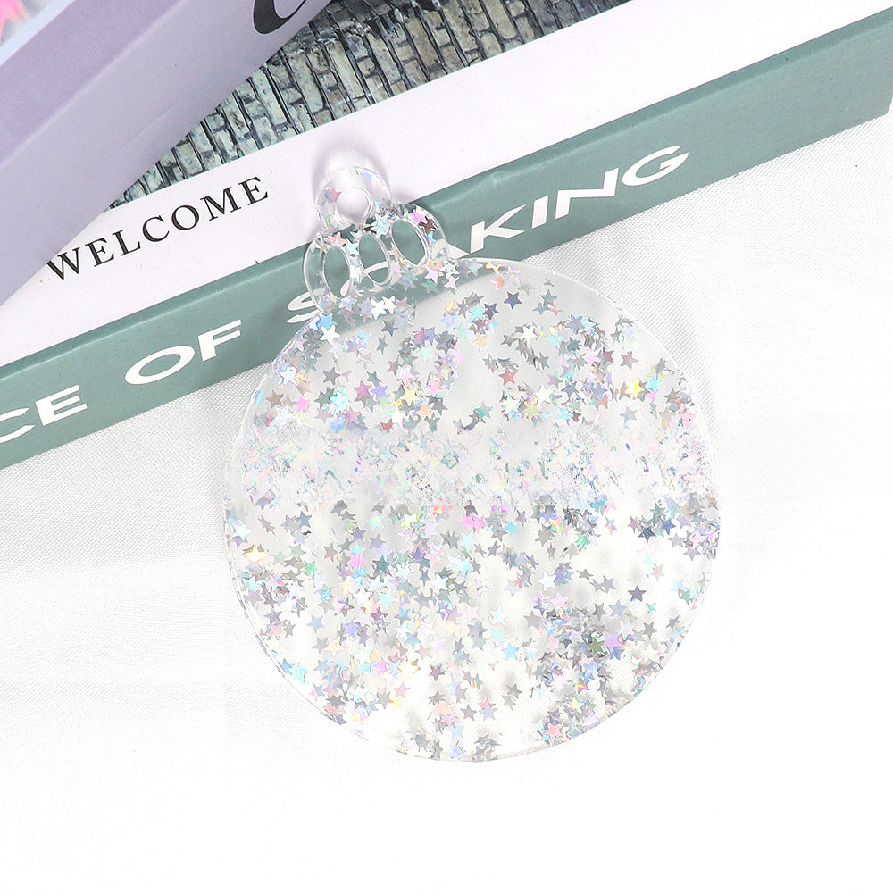 Wholesale 10pcs Glitter Acrylic Christmas Pendant Decoration DIY Glitter Craft Hanging Ornament Patch