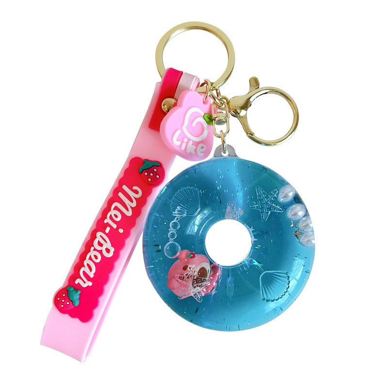 Wholesale Donut Liquid Quicksand Oil-infused Acrylic Keychain