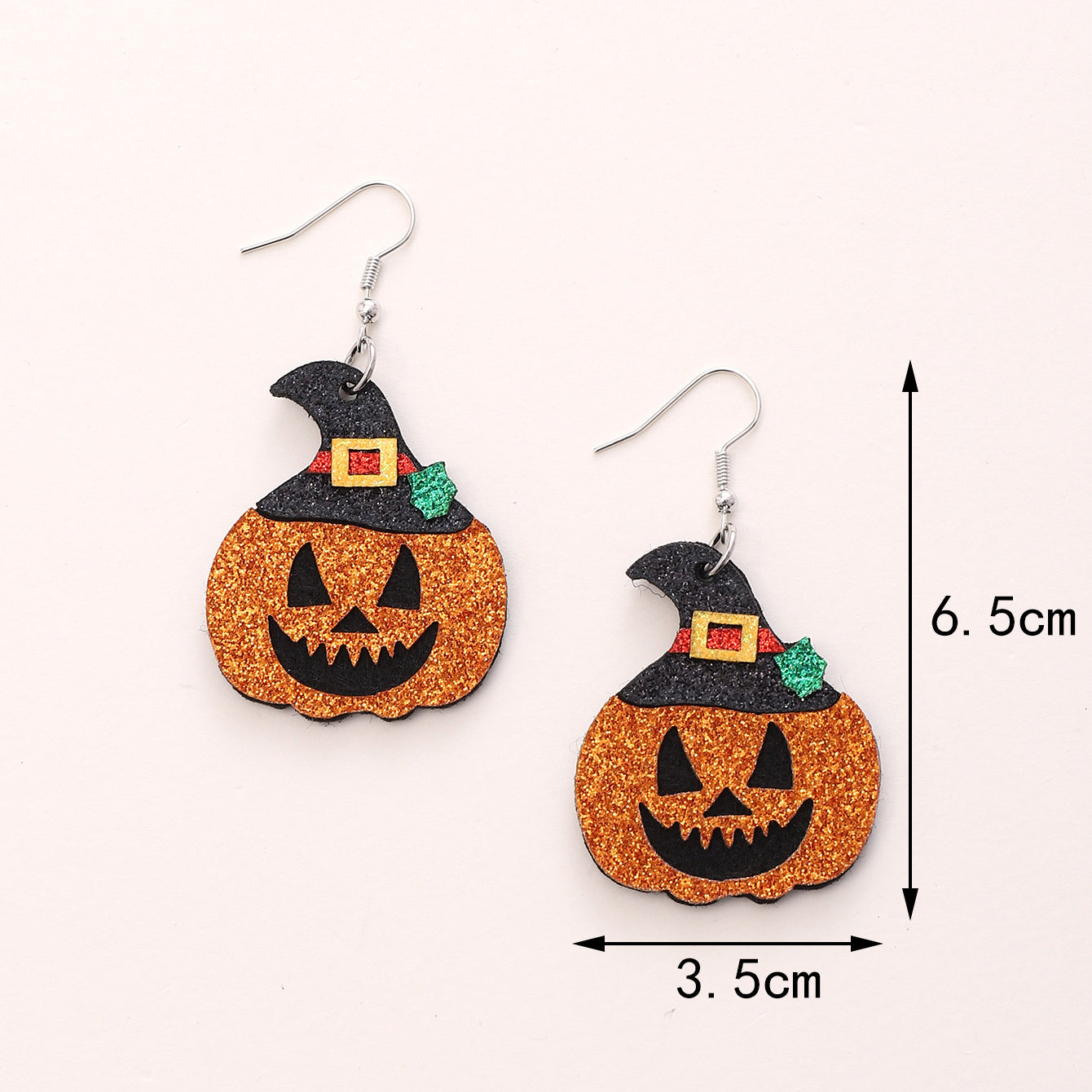 Wholesale Halloween Pumpkin Hat Leather Earrings