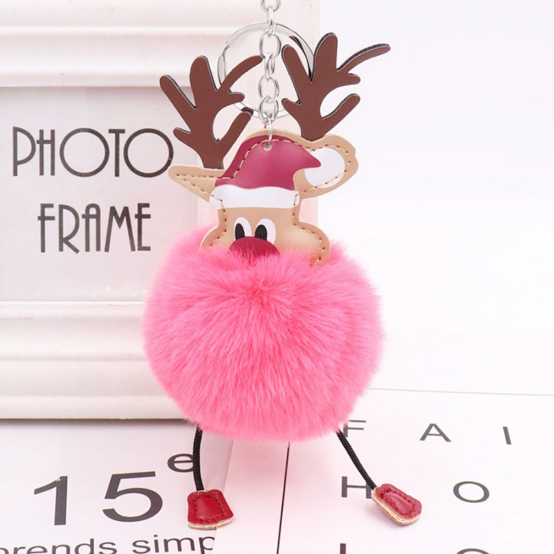 Wholesale Winter Christmas Deer Hairball Cute Elk Plush Keychains