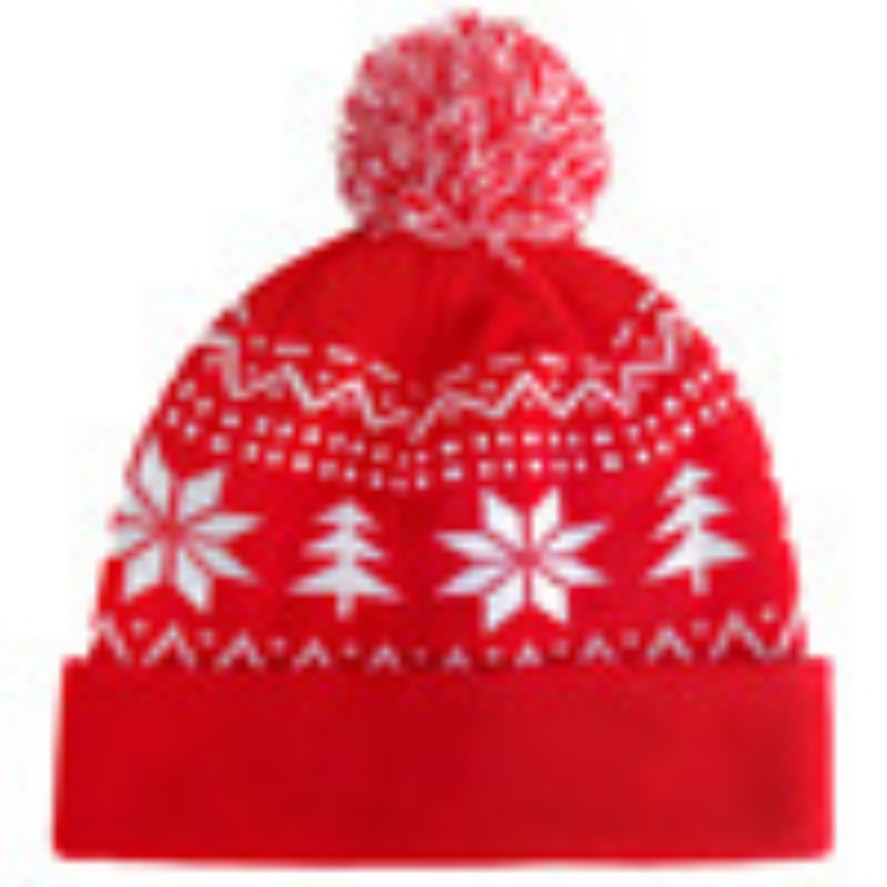 Wholesale Pom Pom Folded Jacquard Christmas Beanie