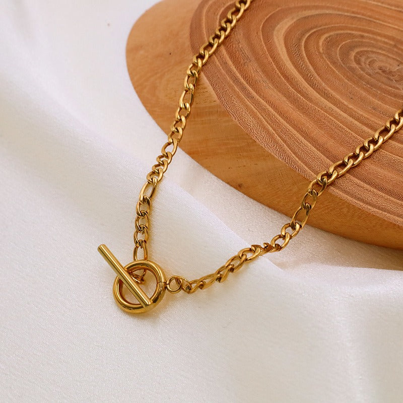 Wholesale Coarse Mineral Clavicle Neck Chain OT Buckle Design Cuban Chain Titanium Steel Necklaces