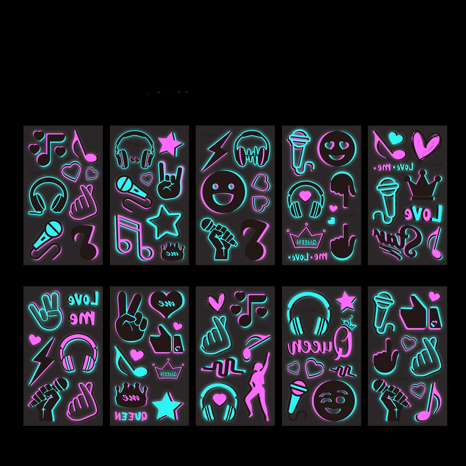 Wholesale Music Festival Concert Luminous Waterproof Tattoo Stickers