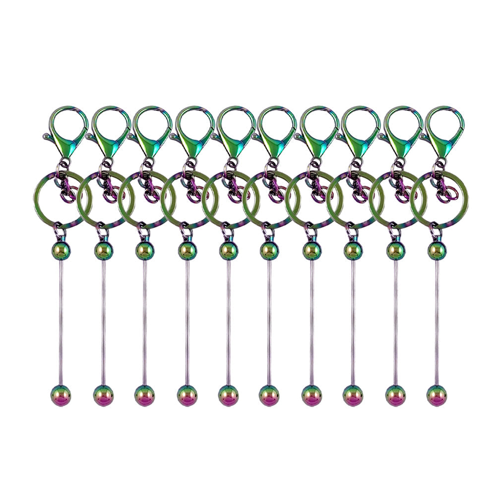 Wholesale Beadable Bar 10pcs Colorful DIY Metal Keychains
