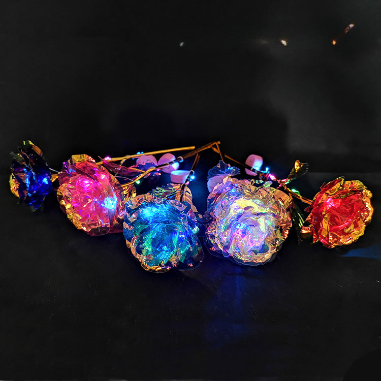 Wholesale Valentine's Day LED Lights 24k Gold Foil Plastic Roses