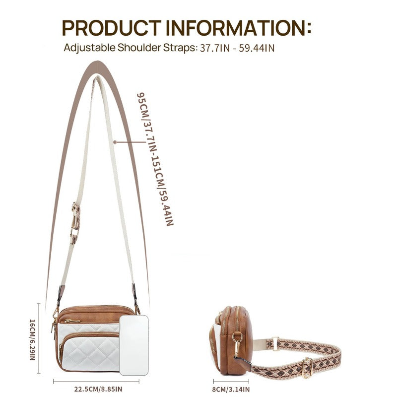 Wholesale Simple Letter Multi-pocket Multi-function Square Bag Zipper Crossbody Shoulder Bags
