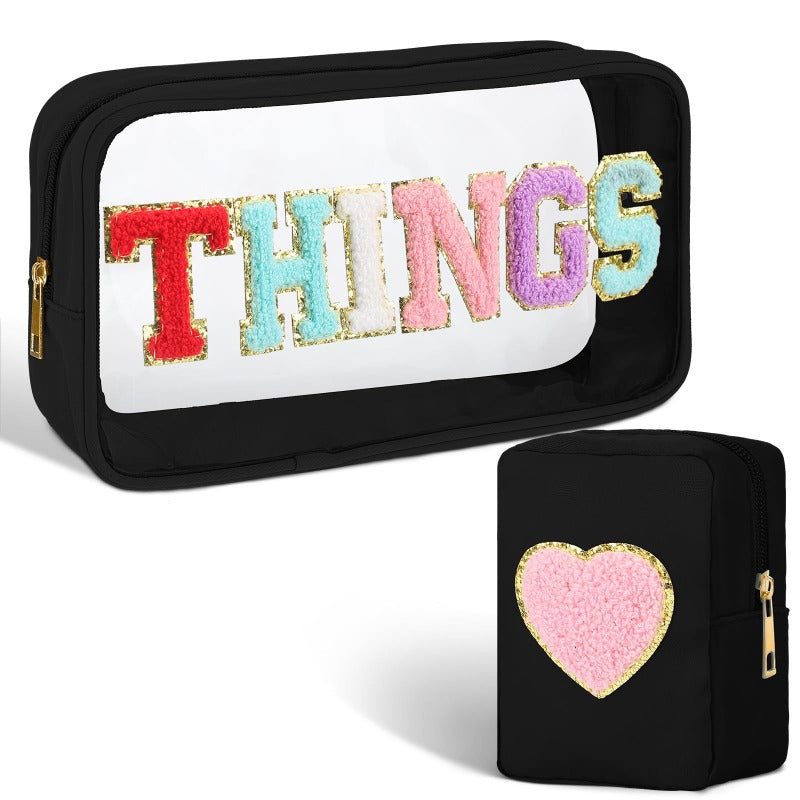 WholesalePVC transparent letter travel grooming large capacity storage handbag