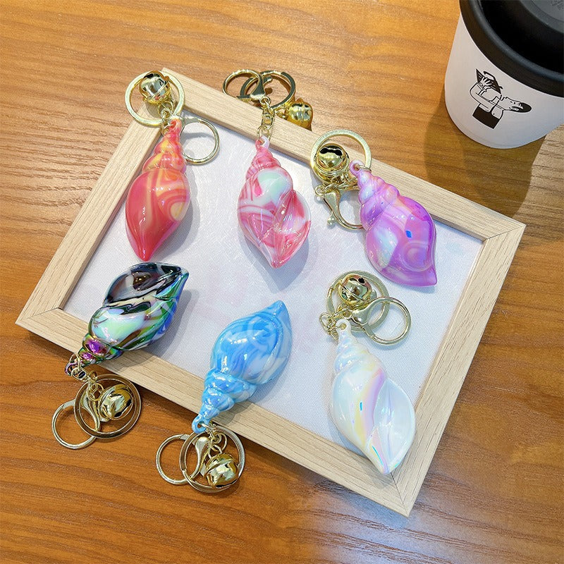 Wholesale Color Plated Large Conch Electroplated Colorful Acrylic Key Chain
