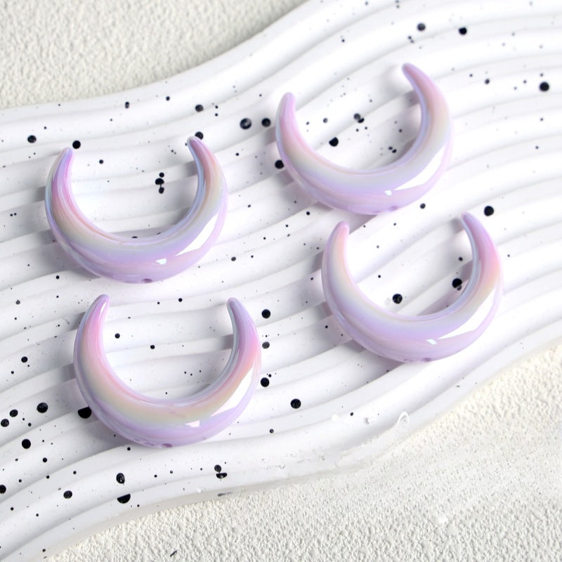 Wholesale 10pcs Cream Color Big Moon Acrylic DIY Beaded Jewelry Accessories