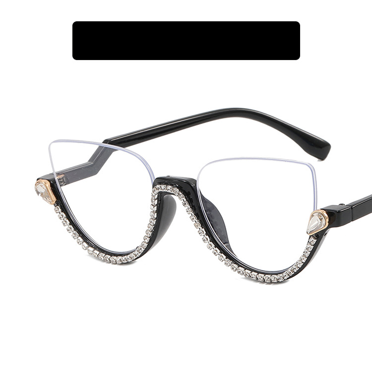 Wholesale PC Anti-blue Half Frame Diamond Flat Mirror