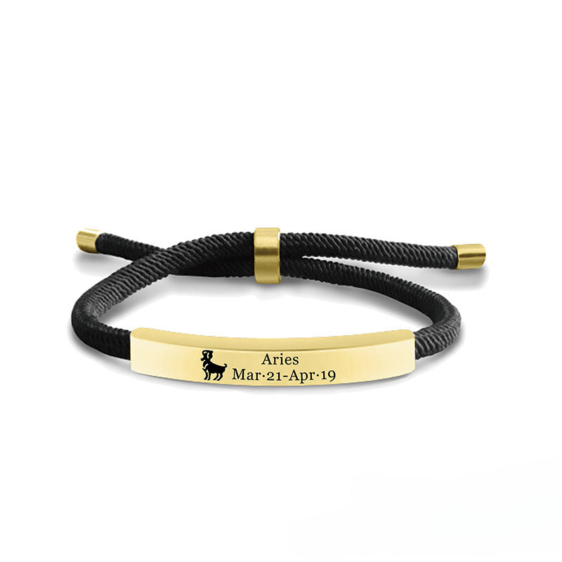 Wholesale 12 Constellations Multicolor Woven Stainless Steel Necklace