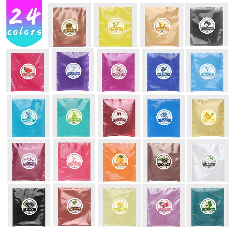 Wholesale 5g Bagged Mica Powder, 24 Color Epoxy Resin, AB Adhesive, Color Matching Pearl Pigment