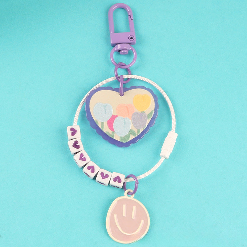 Wholesale Acrylic Peach Heart Keychain