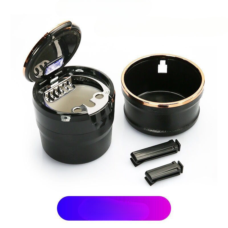 Wholesale Creative Metal Ceramic Liner Hanging Multifunctional Carrying Ashtray with Light and Cover