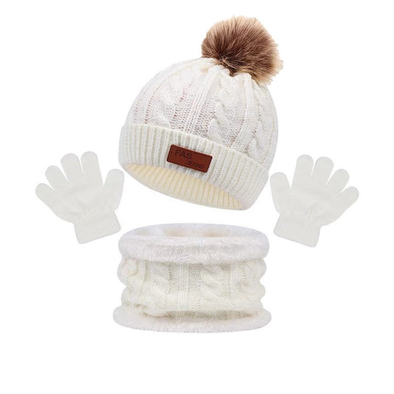 Wholesale Children's Hat Scarf Gloves Three Piece Set for Autumn and Winter Warm Woolen Hat
