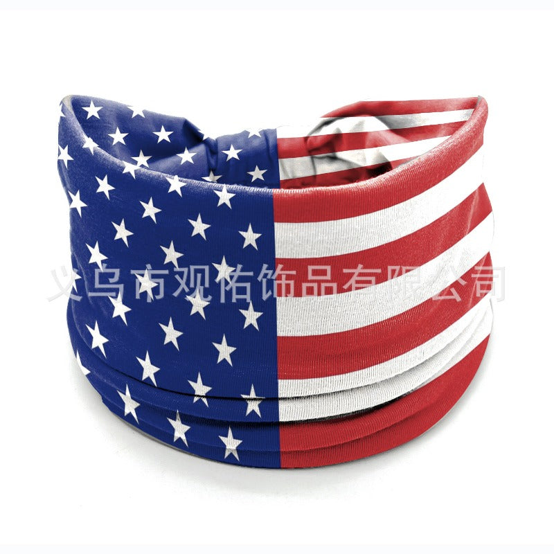 Wholesale Independence Day Women's Knotted Wide Headband Fashion Sports Sweat-Absorbent Elastic Hair Accessories