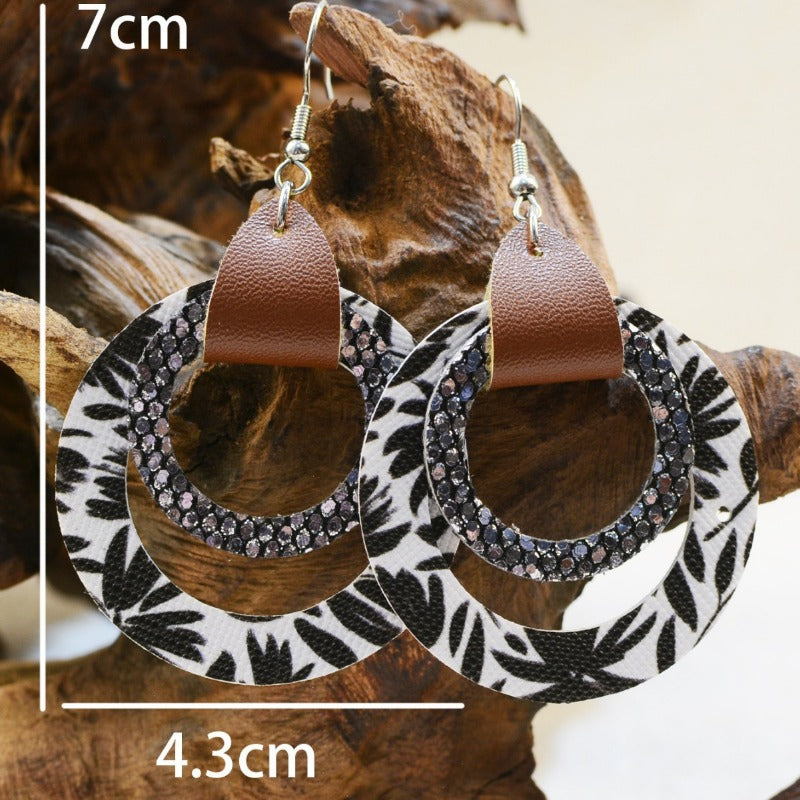 Wholesale Multi-layer Geometric Round Hollow Holly Flower Simple Earrings