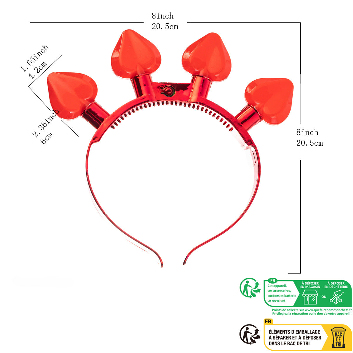 Wholesale Valentine's Day 6-function LED Lights, Peach Heart Plastic Hair Clips