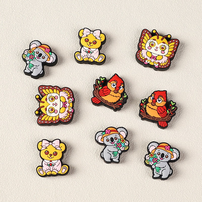 Wholesale 20pcs Cartoon Animal Butterfly Bird Silicone Beads