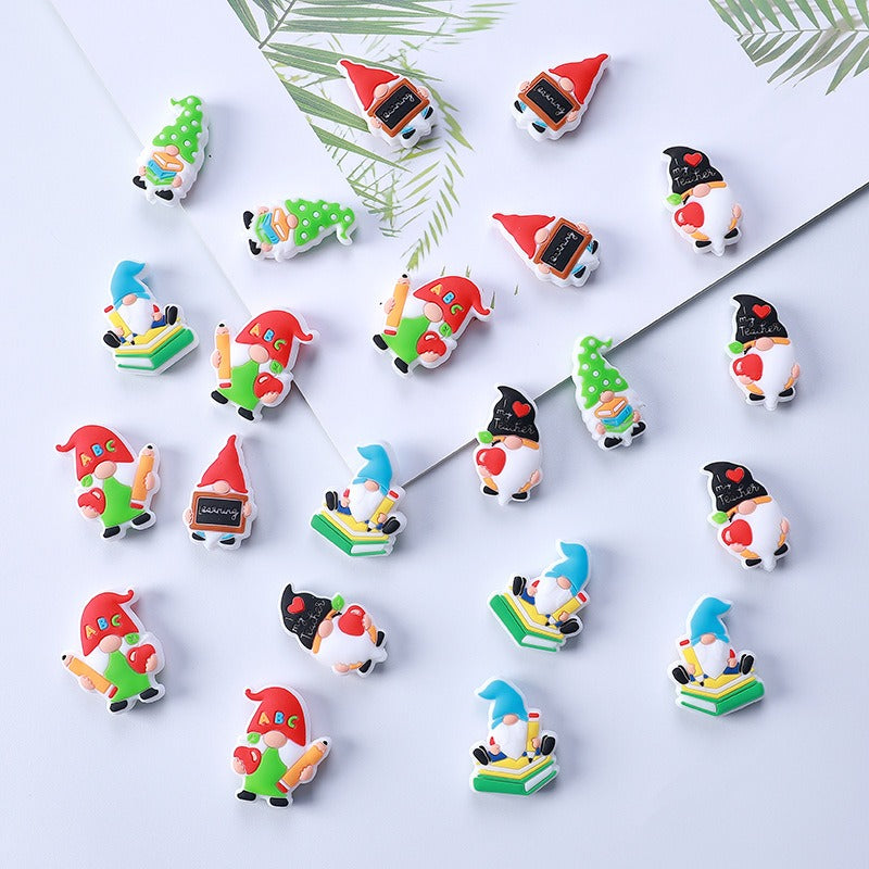 Wholesale 20pcs Cartoon Dwarf ABC Teacher Bead Pen Silicone Beads