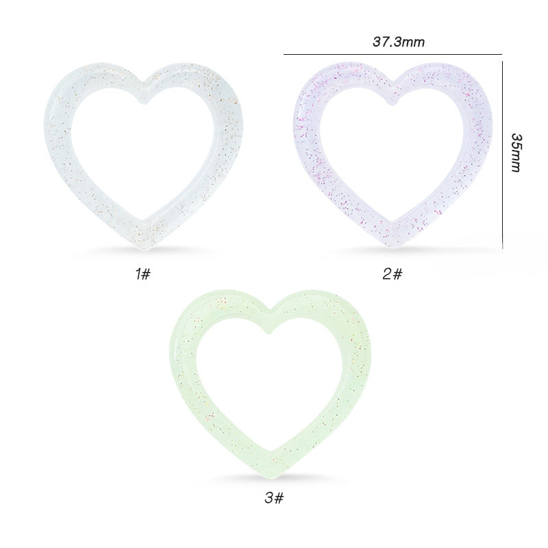 Wholesale 10PCS Sparkling Powder DIY Heart Round Silicone Beads