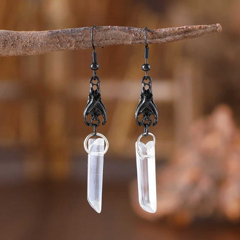 Wholesale Black Claw Hook Irregular Cylindrical Colored Crystal Creative Simple Personality Niche Earrings