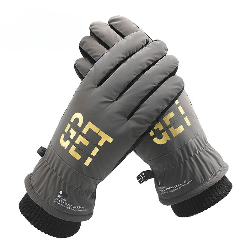 Wholesale Oxford Cloth Men's Winter Outdoor Warm Windproof Cold-proof Plus Velvet Thickened Sports Ski Split Finger Gloves