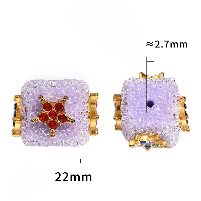 Wholesale 5pcs Diy Heavy-duty Soft Sugar Rhinestone Five-pointed Star Square Beads